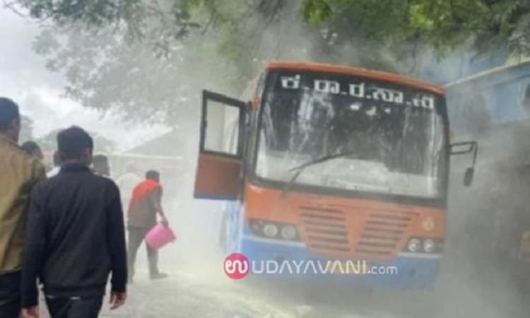 Sullia: Fire breaks out in KSRTC bus, passengers evacuated safely
