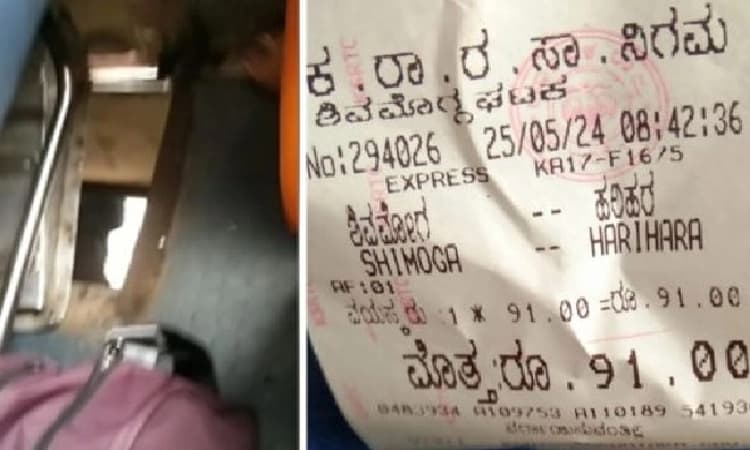 Broken floorboard on KSRTC bus endangers passengers on Shimoga-Harihara route
