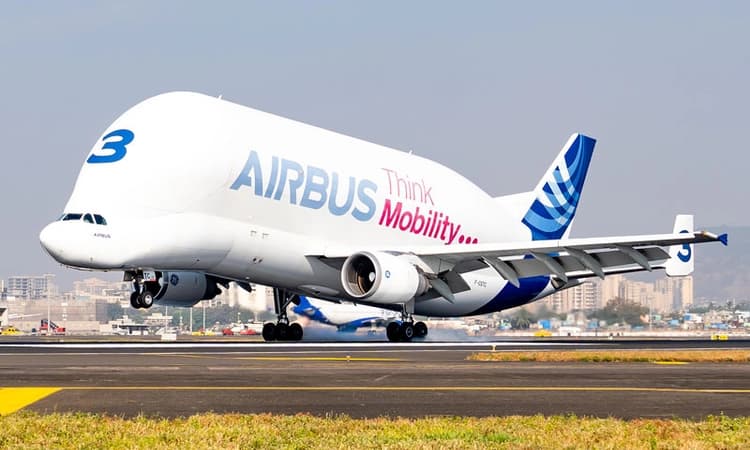 Super transporter Airbus Beluga lands at CSMIA, passengers thrilled!