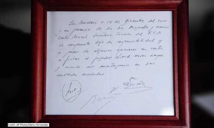 Lionel Messi’s first contract with Barcelona was signed on a napkin, now it’s up for auction