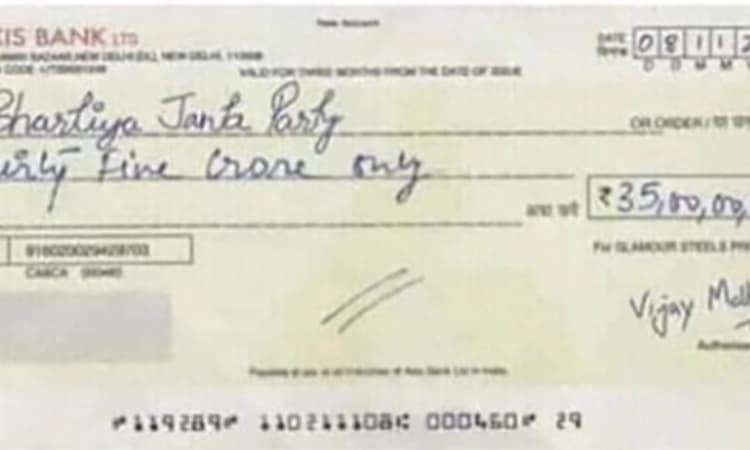 Fake news alert! Image of Vijay Mallya paying Rs.35 cr cheque to BJP, fake