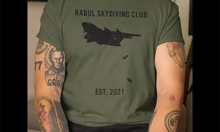 Kabul skydiving club shirts mocking Afghans falling from plane surfaces on the internet