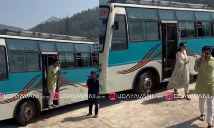 MP Tejasvi Surya, wife tours Kalasa-Horanadu, travel by private bus