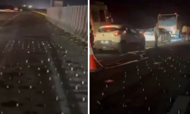 Watch: Nails hammered into Samruddhi Expressway, car tyres punctured