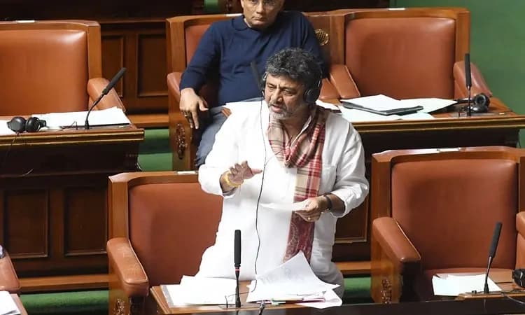 Karnataka Deputy CM Shivakumar sings RSS anthem, stuns Assembly
