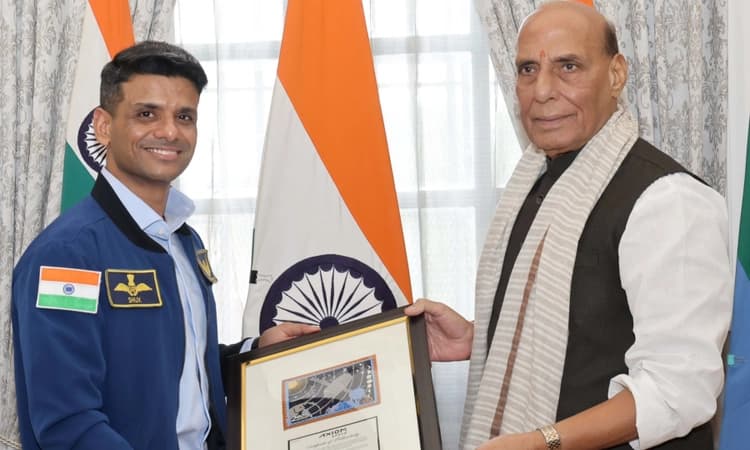 Indian astronaut Shubhanshu Shukla meets Defence Minister Rajnath Singh
