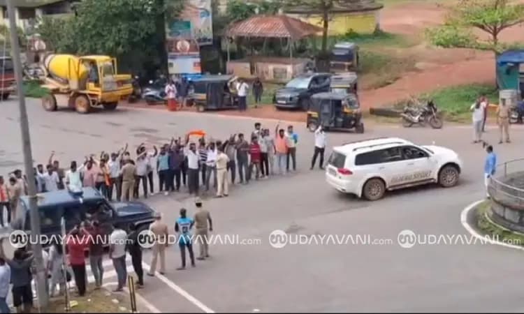 Car hits police vehicle escorting Mahesh Shetty Thimarodi, three arrested