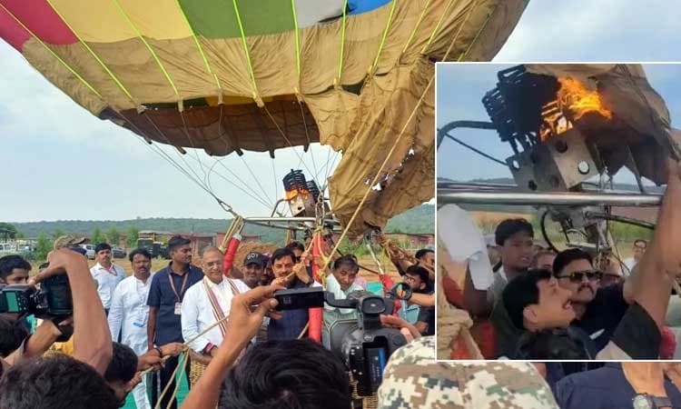 Watch: CM Mohan Yadav escapes unhurt after hot air balloon fire in Mandsaur