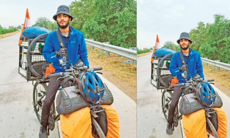 Kundapur youth cycles from Udupi to Ladakh with a puppy as companion