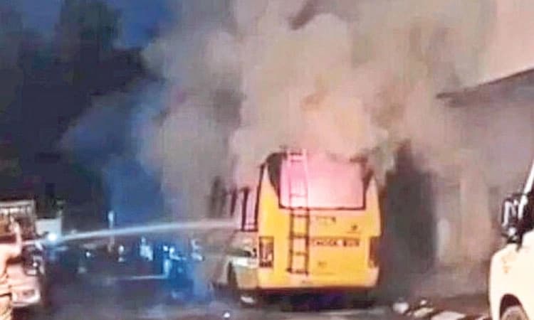 Unidentified man charred to death in Bengaluru school bus fire