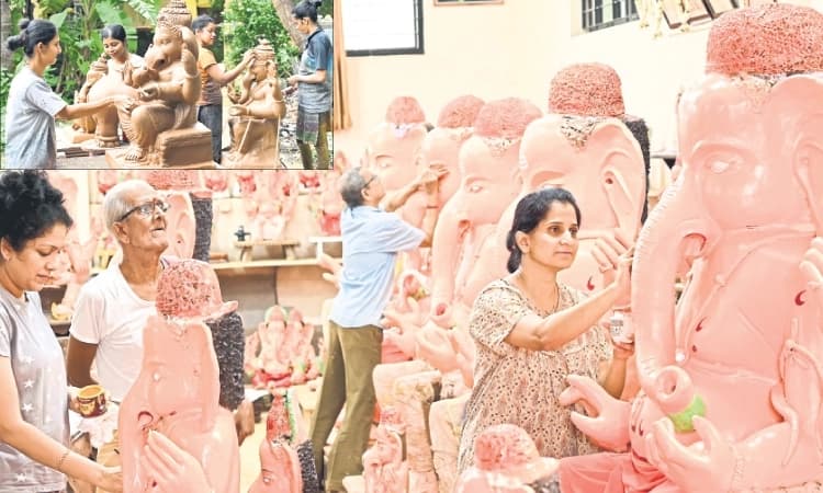 Mangaluru: Women add colour and devotion to Ganesh idol making