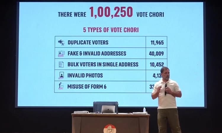 Vote fraud: ಕರ್ನಾಟಕದಲ್ಲಿ ಭಯಂಕರ ಮತ ಕಳ್ಳತನ ಆರೋಪ: ದಾಖಲೆ ಬಿಡುಗಡೆ ಮಾಡಿದ ರಾಹುಲ್