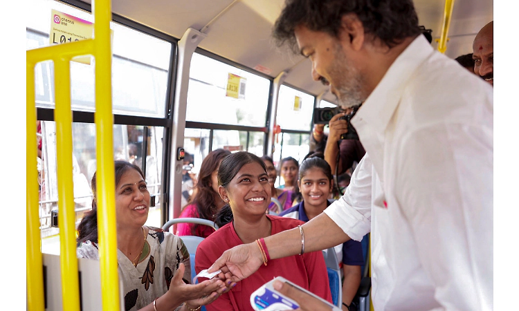 TN CM Vijay rolls out expanded free bus travel for women, issues zero-fare tickets