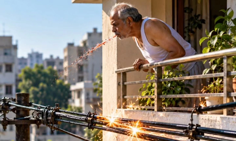 Shocking: Man dies after spitting gutkha from balcony onto 11kV wire