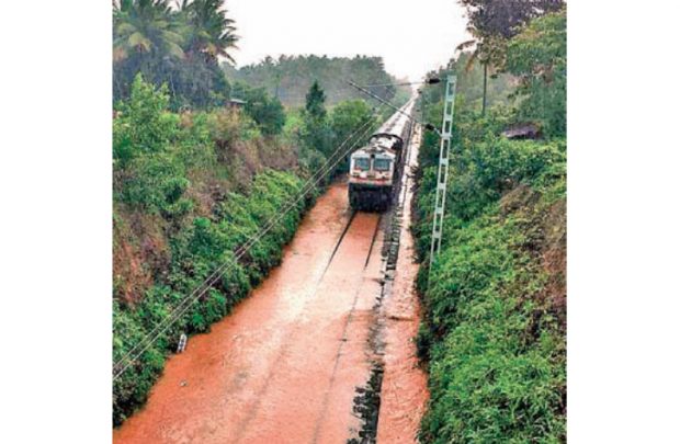 Inundated railway track