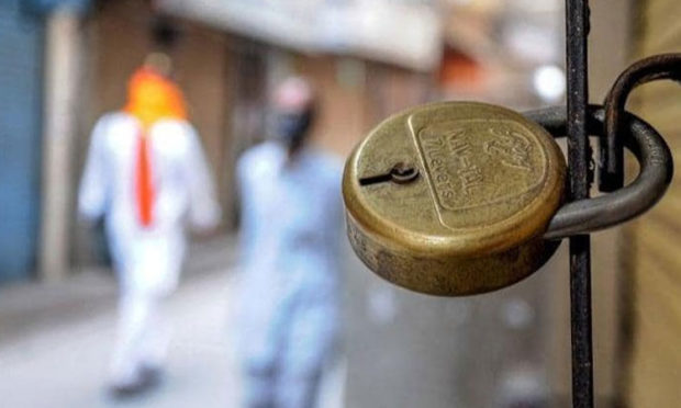 The locks to the shops by the police