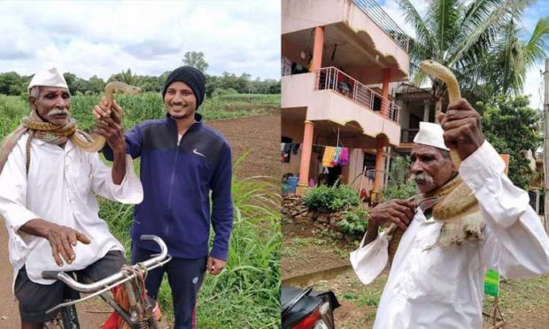 ಕೊರಳಿಗೆ ಹಾವು ಸುತ್ತಿಕೊಂಡು ಸೈಕಲ್ ಮೇಲೆ ಸುತ್ತು ಹಾಕಿದ ಭೂಪ!