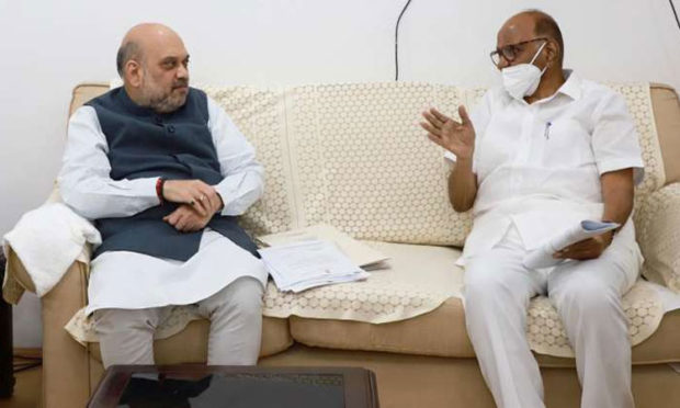 NCP chief Sharad Pawar meets Home Minister Amit Shah in Delhi