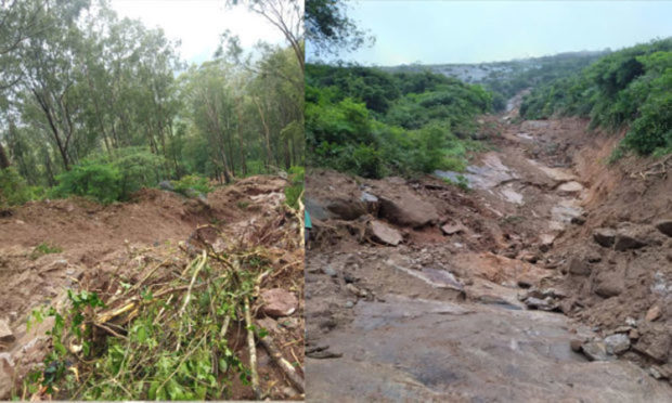 ಮಳೆಗೆ ನಂದಿ ಗಿರಿಧಾಮದಲ್ಲಿ ಗುಡ್ಡ ಕುಸಿತ