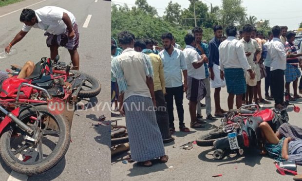 ಓವರ್‌ ಟೇಕ್‌ ಭರದಲ್ಲಿ ಬೈಕ್‌ ಗಳ ಮುಖಾಮುಖಿ ಢಿಕ್ಕಿ; ಲಾರಿಯಡಿಗೆ ಸಿಕ್ಕಿ ಸವಾರಿಬ್ಬರು ಸಾವು