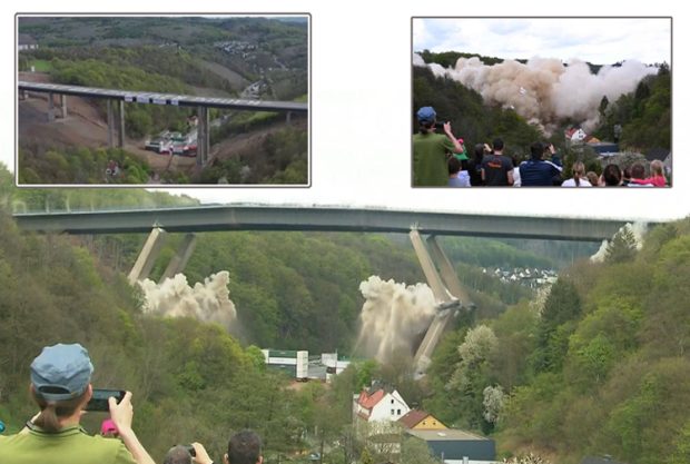 German Motorway bridge: ಕ್ಷಣಾರ್ಧದಲ್ಲಿ 450ಮೀ ಉದ್ದದ ಜರ್ಮನ್ ಸೇತುವೆ ನೆಲಸಮ: ವಿಡಿಯೋ..