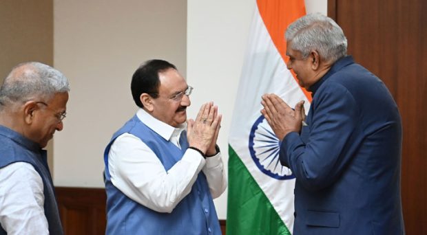 P Nadda took oath as Rajya Sabha member