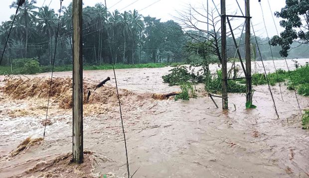 Rain ಮೃತ್ಯುಂಜಯ ಹೊಳೆಯಲ್ಲಿ ಉಕ್ಕಿ ಹರಿದ ನೀರು; ಅಂತರ ಪ್ರದೇಶ:ಅಡಿಕೆ ತೋಟ ಜಲಾವೃತ