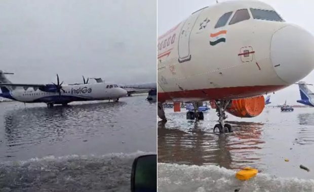 Runway Flooded: ಮಳೆಗೆ ಕೋಲ್ಕತ್ತಾ ವಿಮಾನ ನಿಲ್ದಾಣದ ರನ್‌ವೇ ಜಲಾವೃತ…