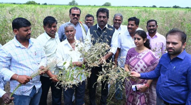 Bidar: Minister Raheem Khan visits the crop damage area