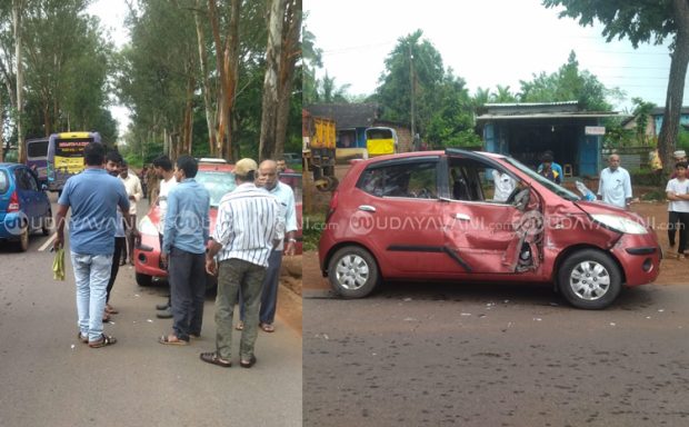 Road Mishap: ಹಸುಗಳನ್ನು ತಪ್ಪಿಸಲು ಹೋಗಿ ಕಾರಿಗೆ ಡಿಕ್ಕಿ ಹೊಡೆದ ಬಸ್… ಕಾರು ಜಖಂ