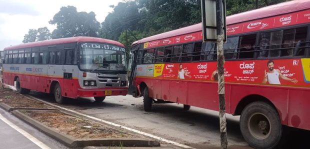 Uppinangady: ಕೆಎಸ್‌ಆರ್‌ಟಿಸಿ ಬಸ್ಸುಗಳ ಢಿಕ್ಕಿ; ದಂಪತಿಗೆ ಗಾಯ