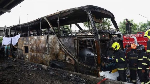 Thailand: School bus caught fire