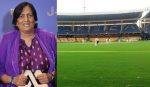 Why is there a hesitation to name the M. Chinnaswamy stand after Shantha Rangaswamy? What is the controversy?