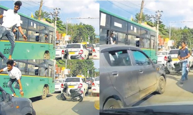 Bengaluru: ರೋಡ್‌ ರೇಜ್‌: ಕಾರಿನ ಬಾನೆಟ್‌ ಮೇಲೆ ಹತ್ತಿ ಯುವಕರ‌ ಪುಂಡಾಟ